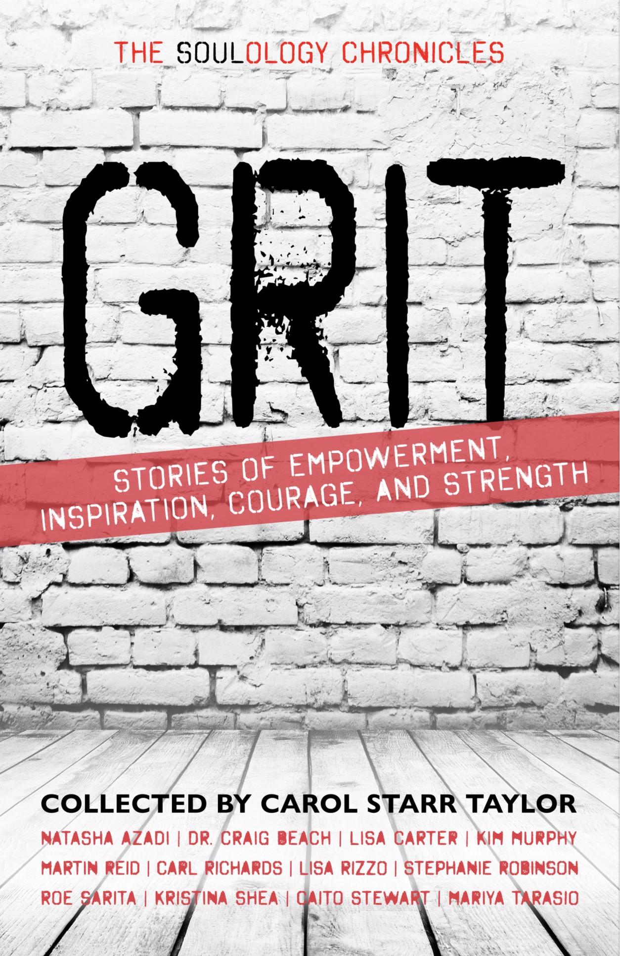 Grit , book cover white brick wall backgroud with large text